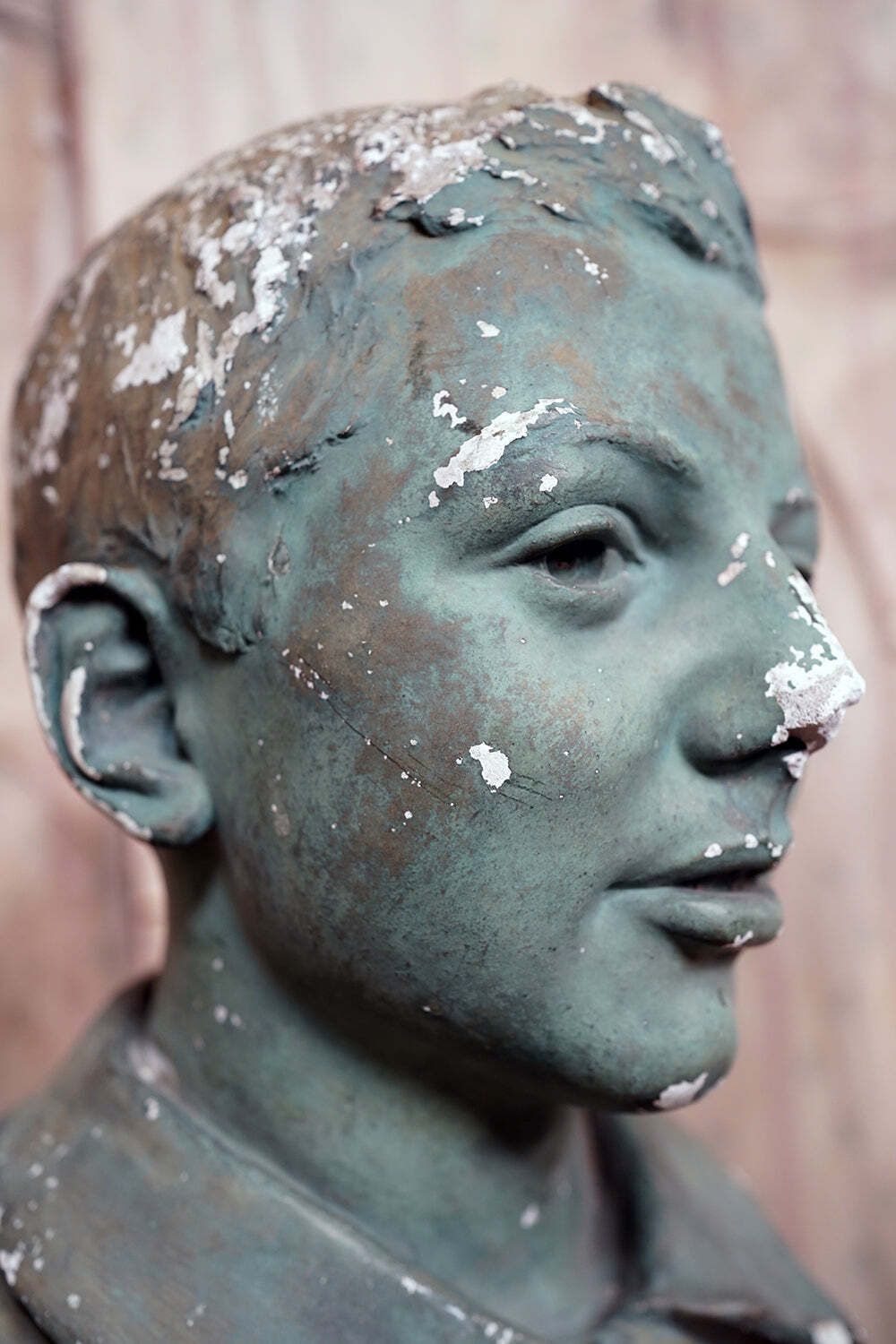 photo vinterior An Early 20thc Green Painted Plaster Bust Of A Youth C.1900 20
