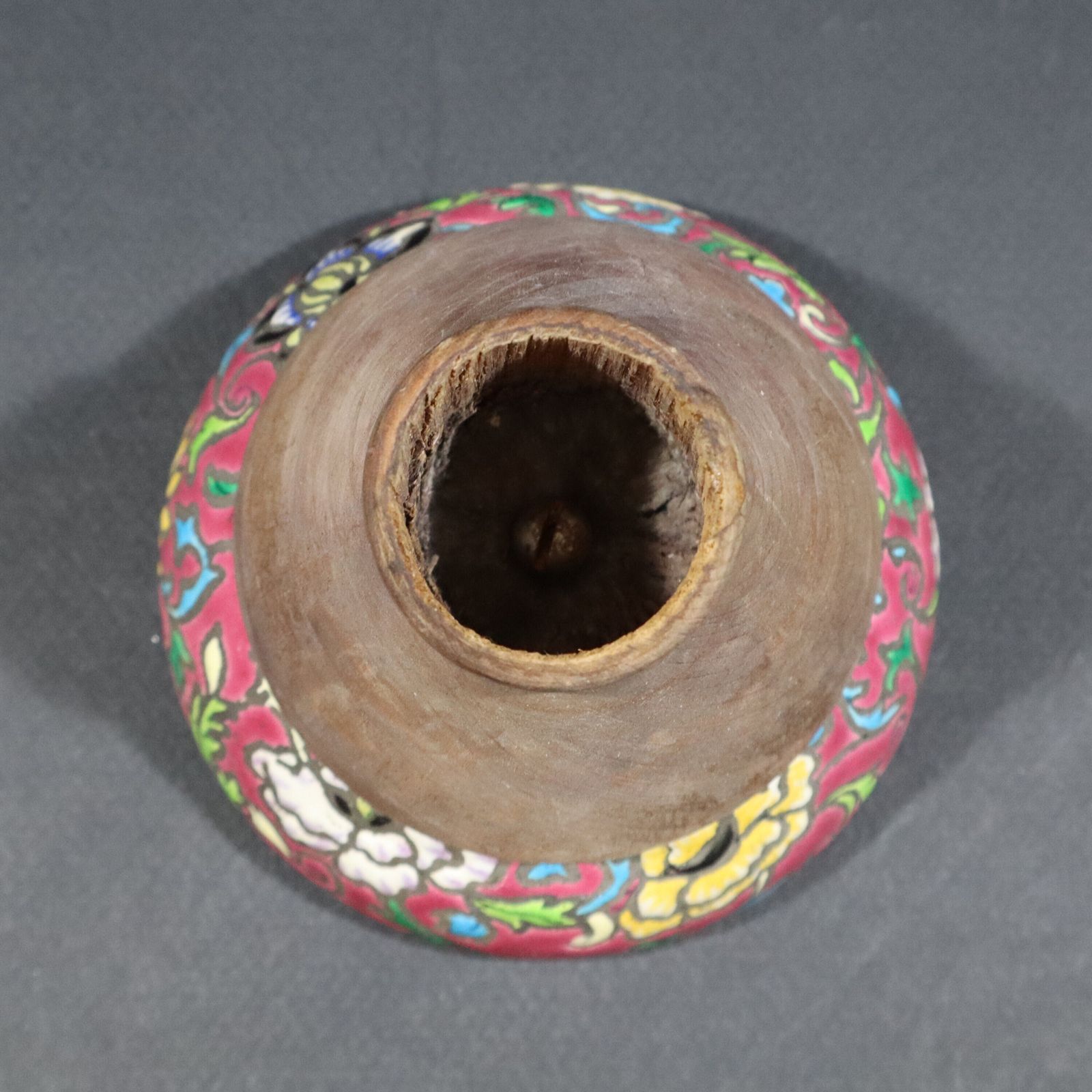 photo vinterior French Art Deco Floral Match Holder Striker In Longwy Pottery