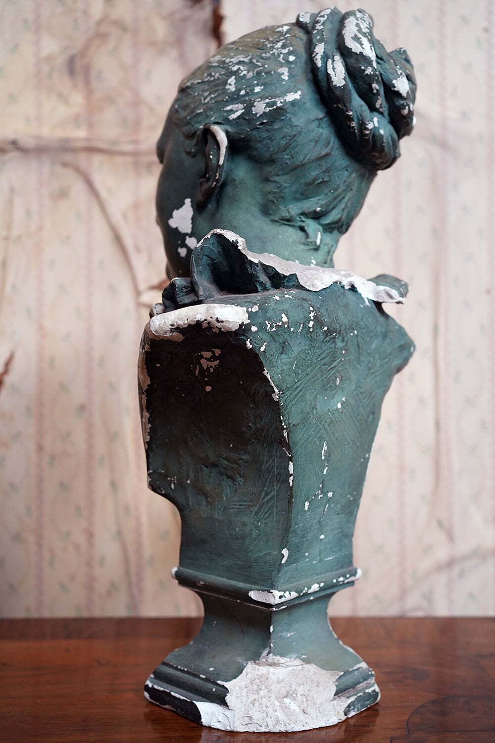 photo for sale An Early 20thc Green Painted Plaster Bust Of A Lady C.1900 20