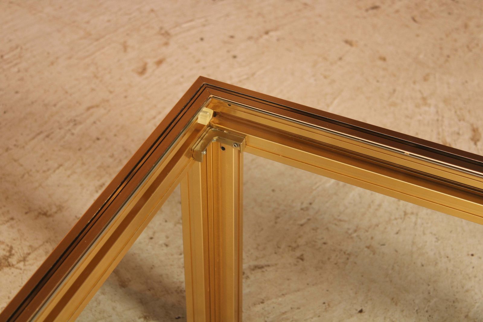 photo furniture Mid Century Pierre Vandel Coffee Table With Bevelled Edge Glass Top, Circa 1970s