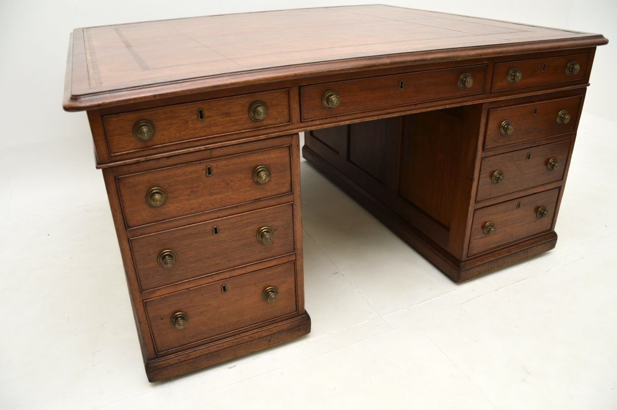 photo buy Antique Victorian Mahogany Leather Top Partners Desk
