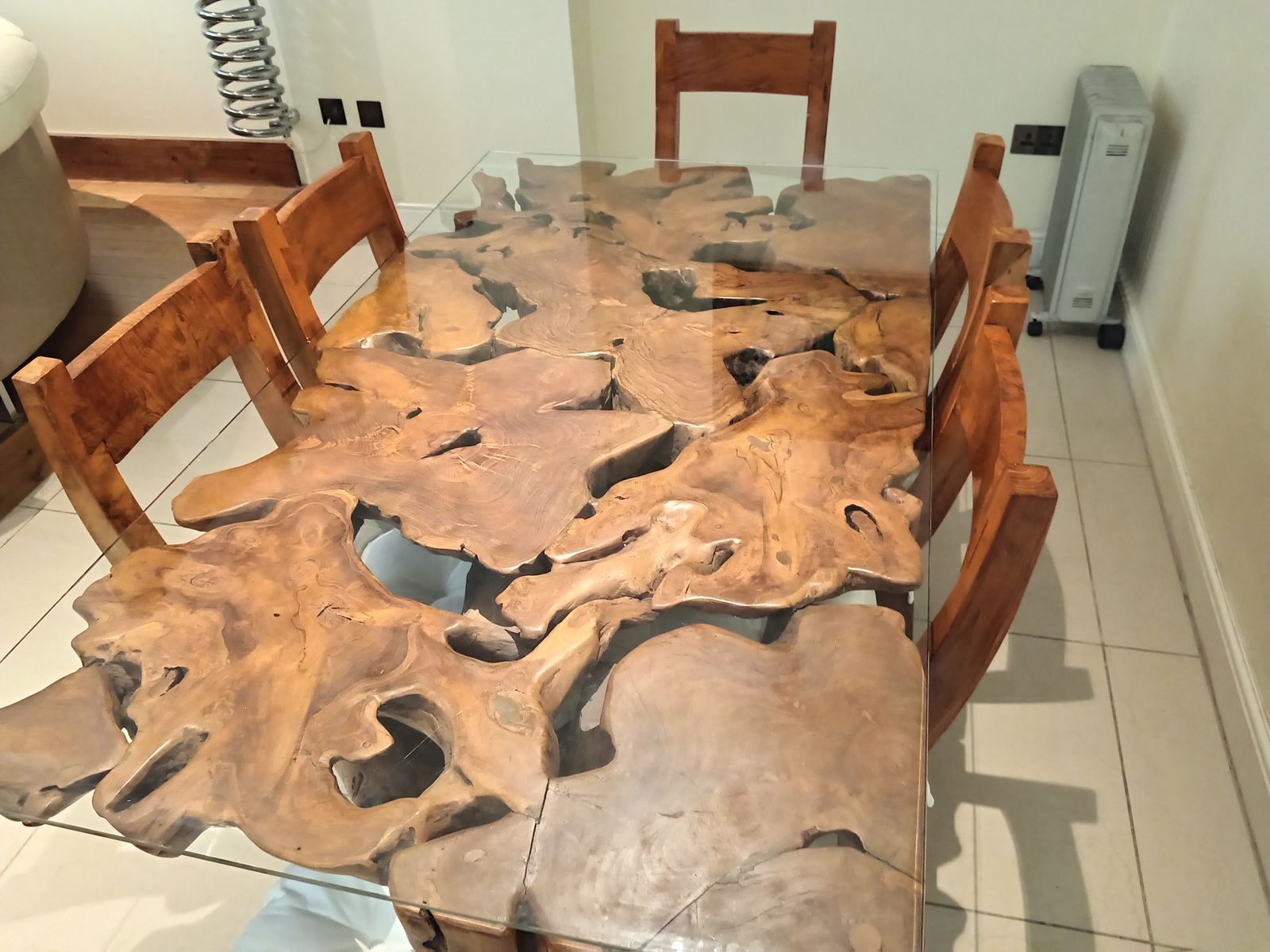 One Of A Kind Brazilian Oak Root Dinning Table + 6 Matching Chairs   Dinning Set photo 4999.0