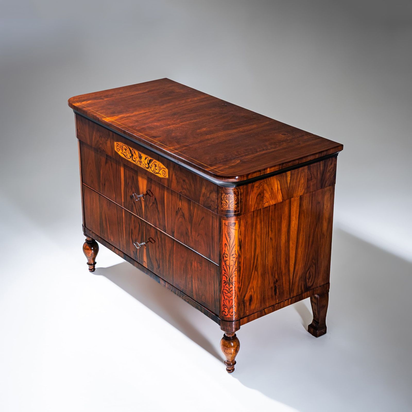 Biedermeier Chest Of Drawers With Marquetry, Italy, 19th Century photo vinterior