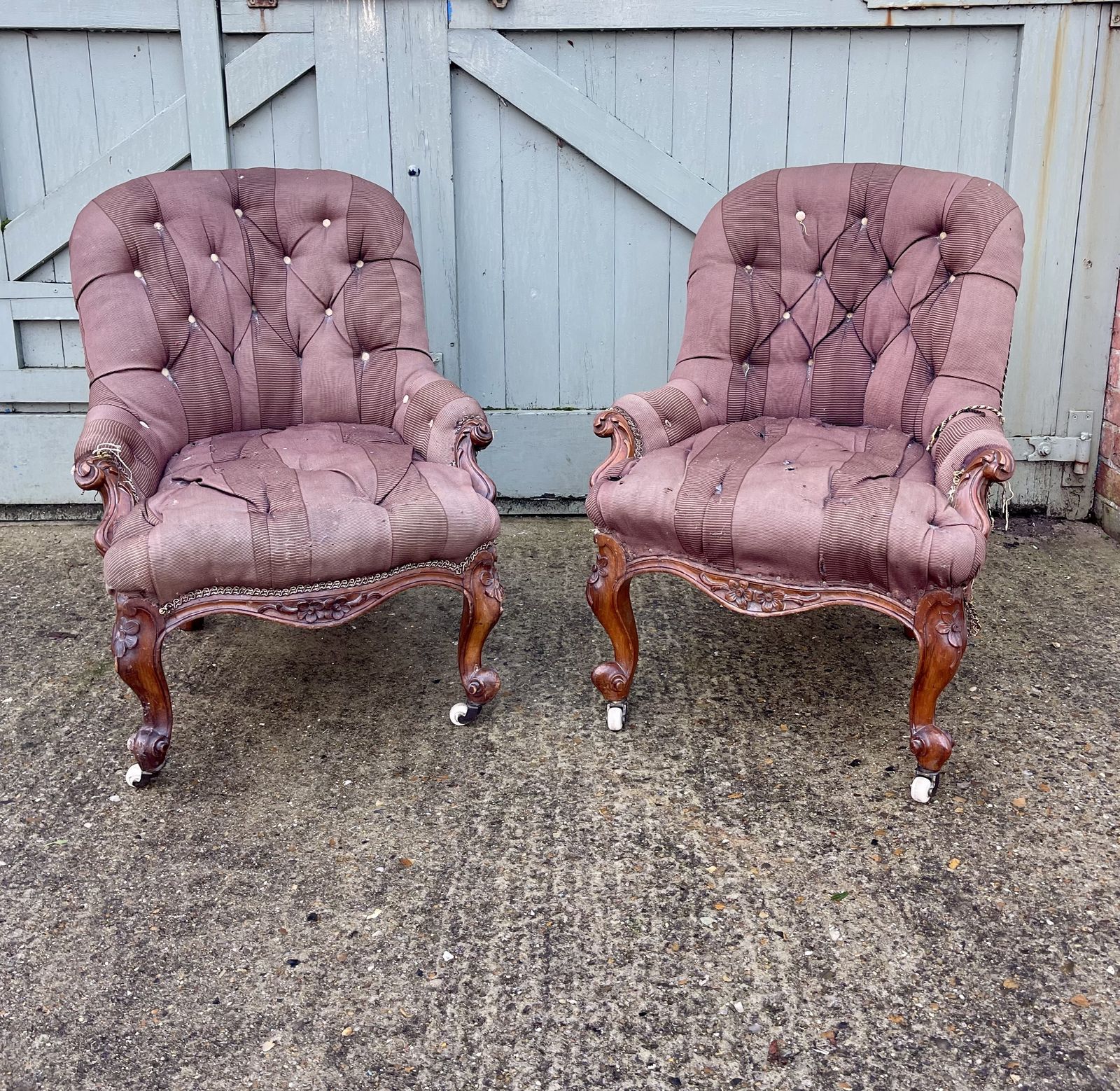 A Pair Of 19th Century Tub Or Nursing Chairs.