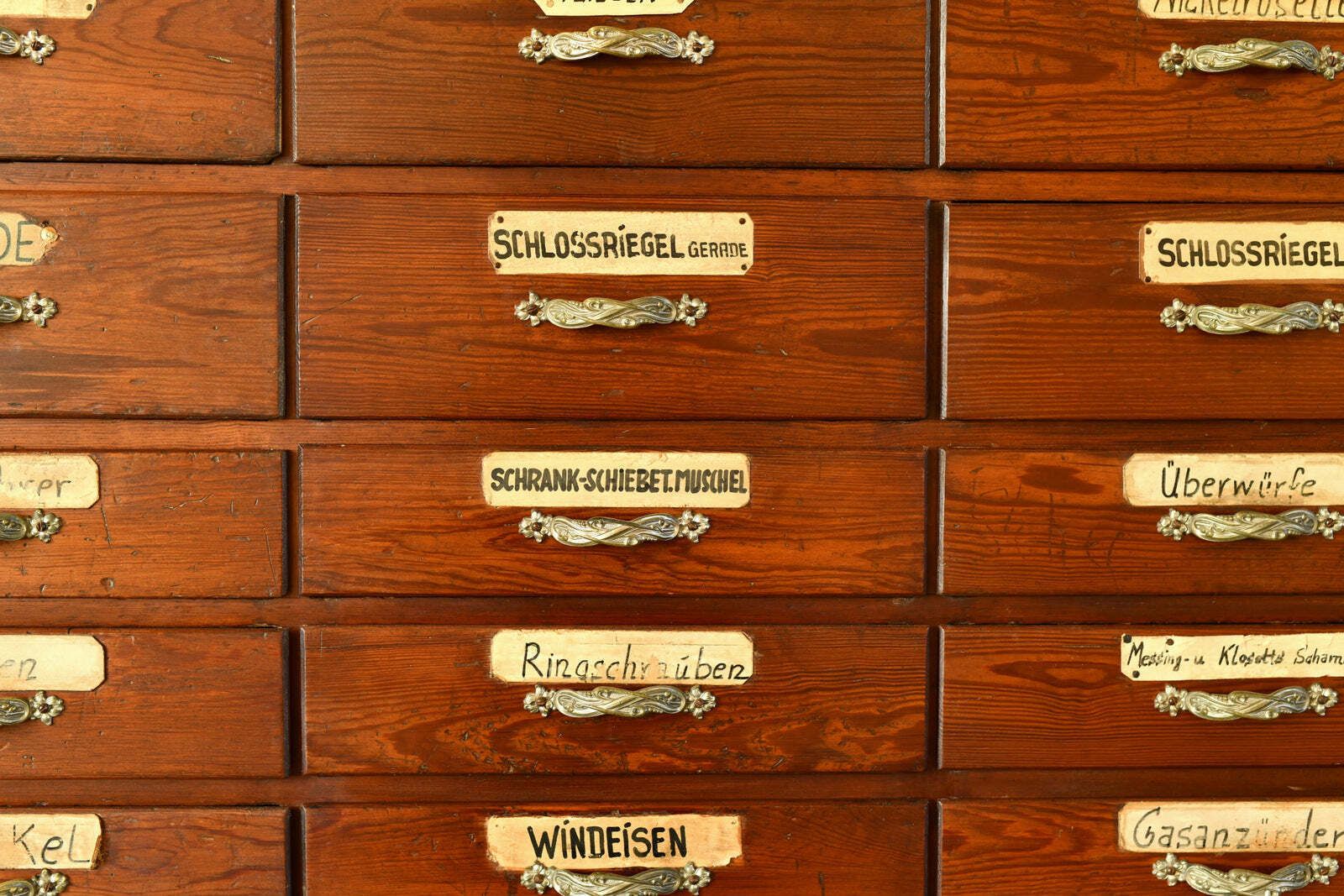 Furniture Art Nouveau Ironmongers Drawers Circa 1910 photo