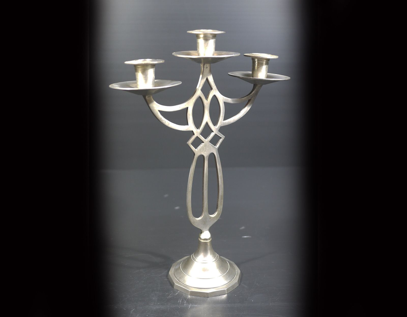 Pair Of Art Nouveau Pewter Candelabra, French Dinner Table Centerpiece photo Home Decor