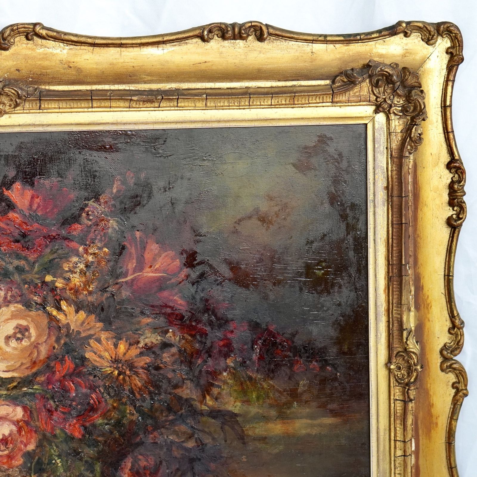 19th Century English School Still Life Of Flowers Oil On Canvas Painting photo 500.0