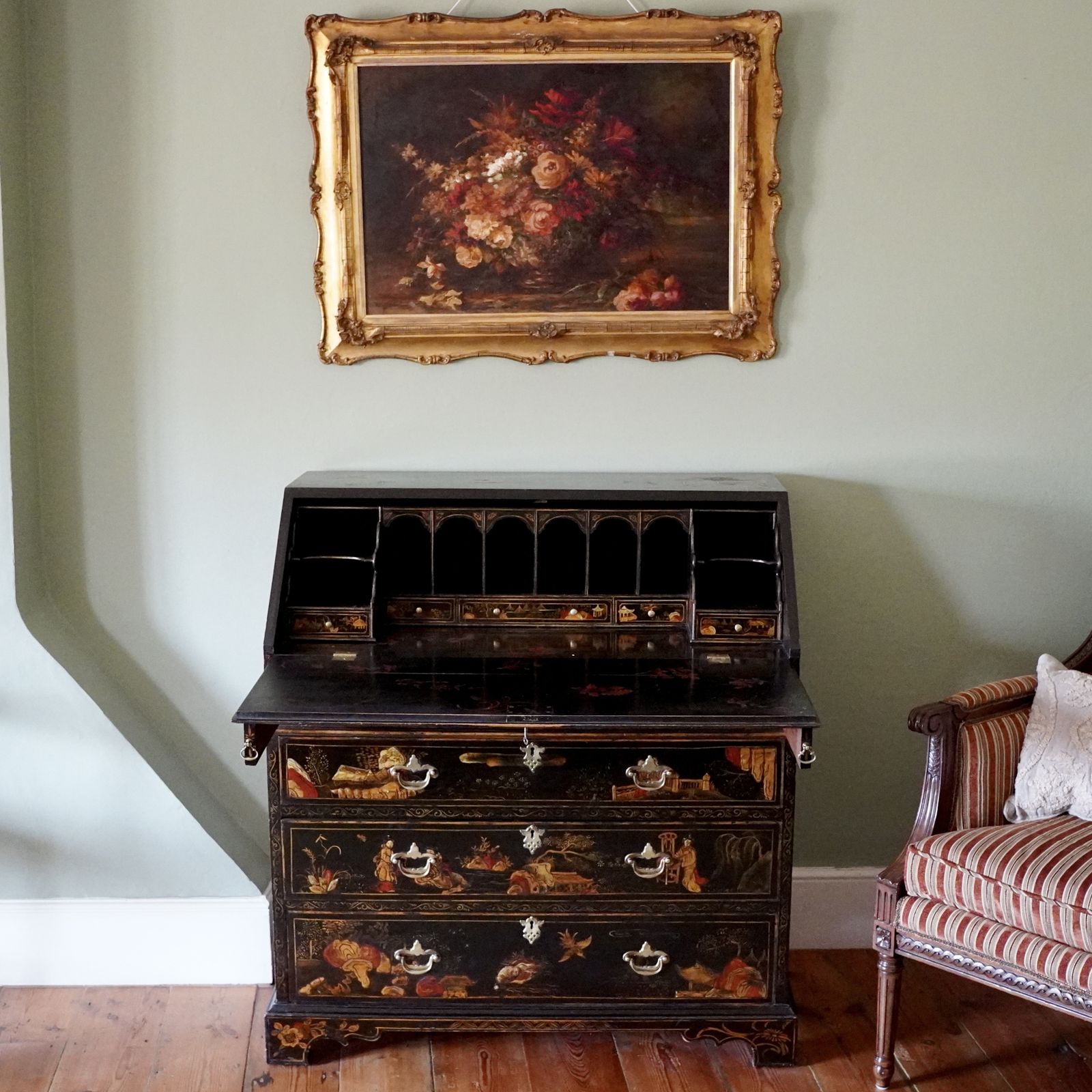 photo vinterior 19th Century English School Still Life Of Flowers Oil On Canvas Painting