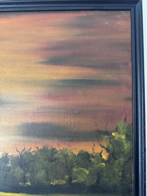 photo furniture 70s Oil Painting  Autumnal Framed Treescape By K.Mangword