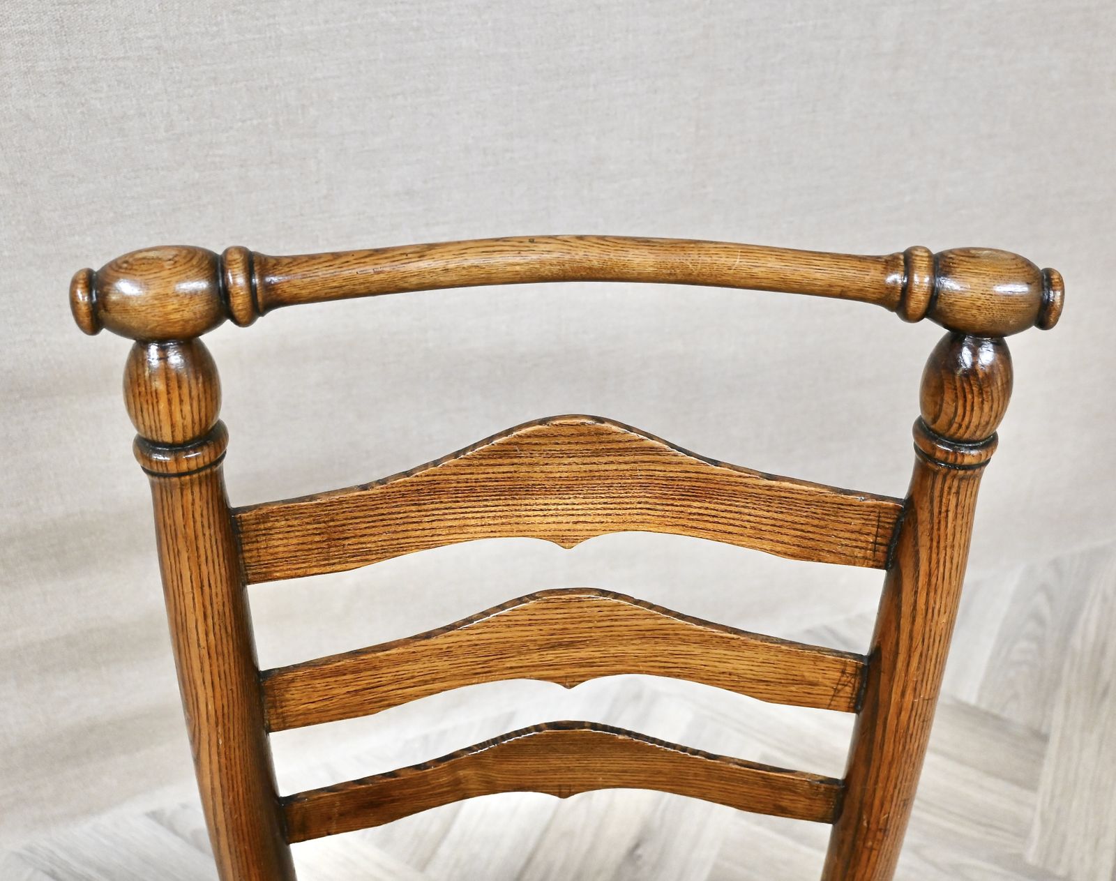 Set Of 6 Antique Ladderback Dining Kitchen Chairs With Rush Seats photo buy