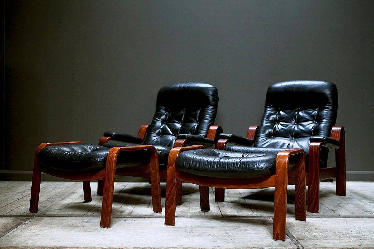 A 1970's Pair Of "Relax II" Chairs And Foot Stools By Göte Möbler Nassjö photo furniture