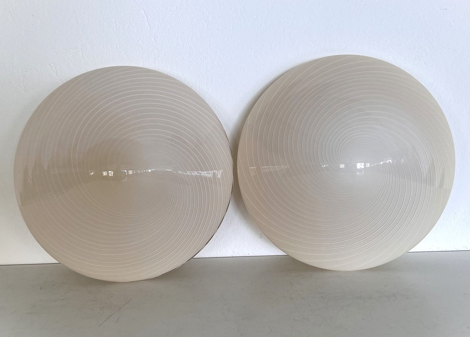 Lighting Italian Mid Century Murano Glass Flush Mount Light With Swirl Glass, 1970 photo