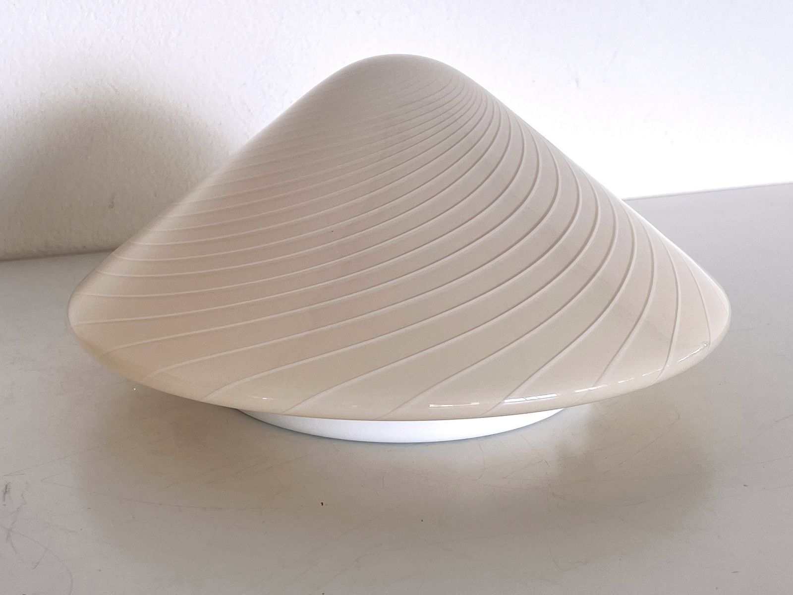 600.0 Italian Mid Century Murano Glass Flush Mount Light With Swirl Glass, 1970 photo