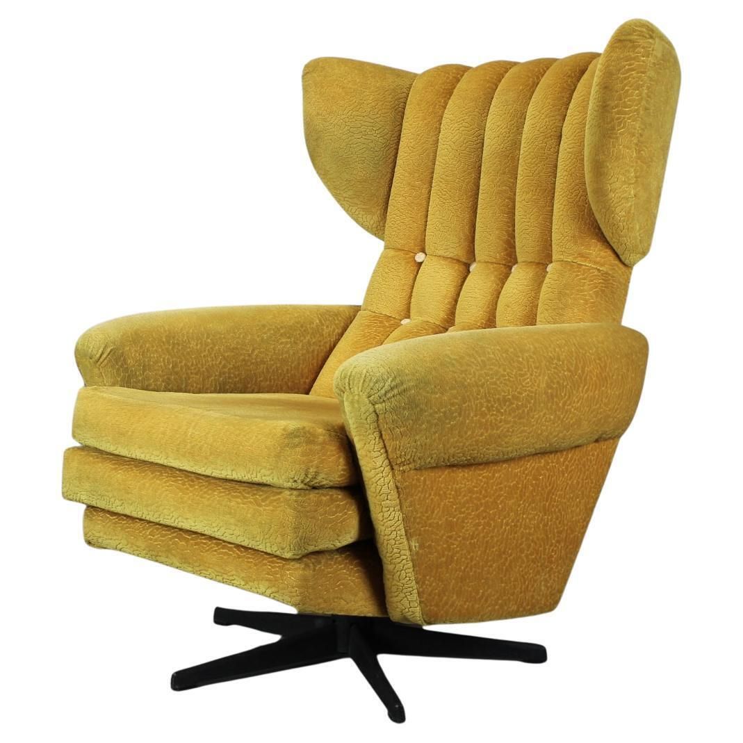 1960s Mid Century Wingback Swivel Lounge Chair From Czechoslovakia