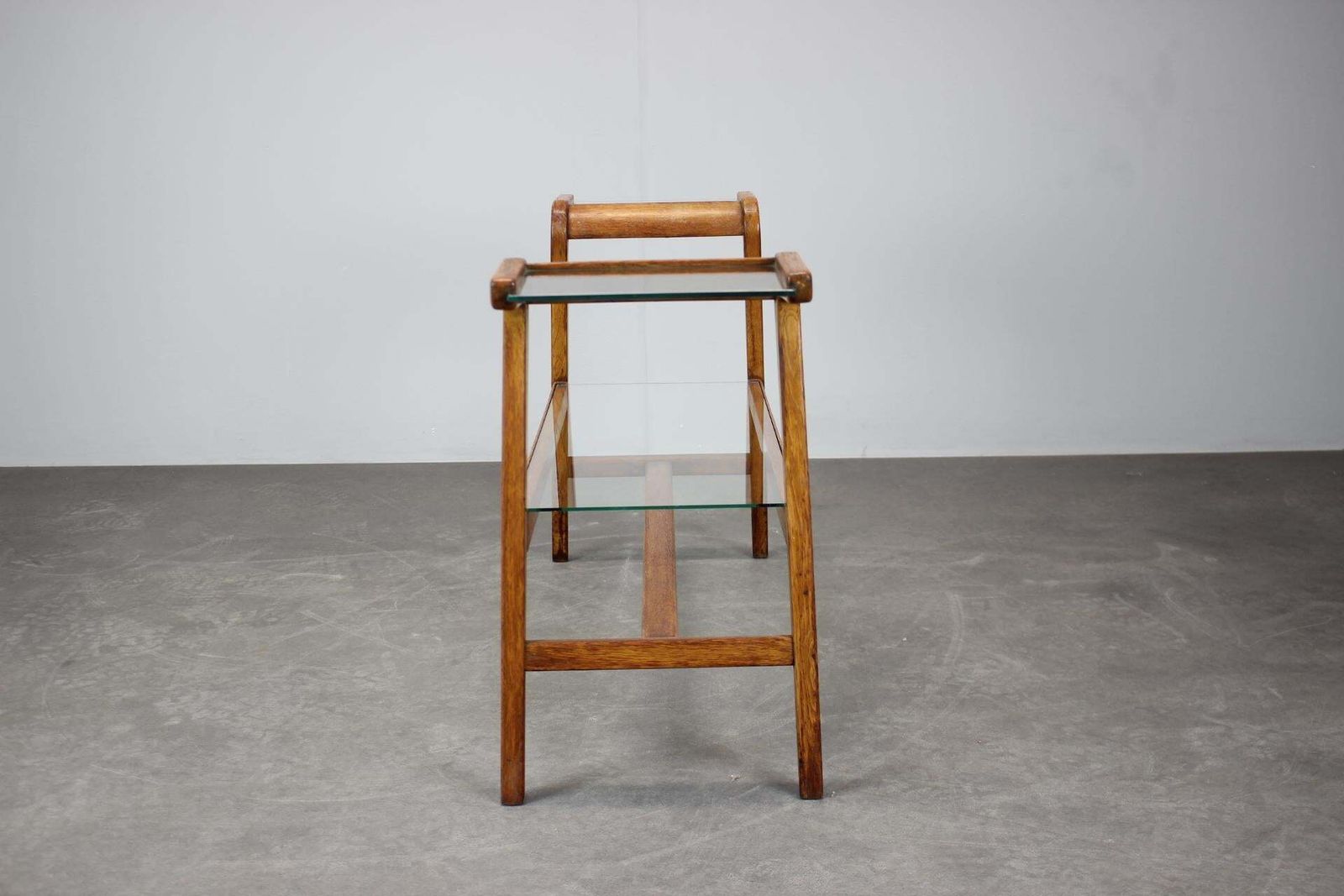 Uluv Mid Century Wooden Plant Stand With Glass Shelf, 1960s Czechoslovakia photo vinterior