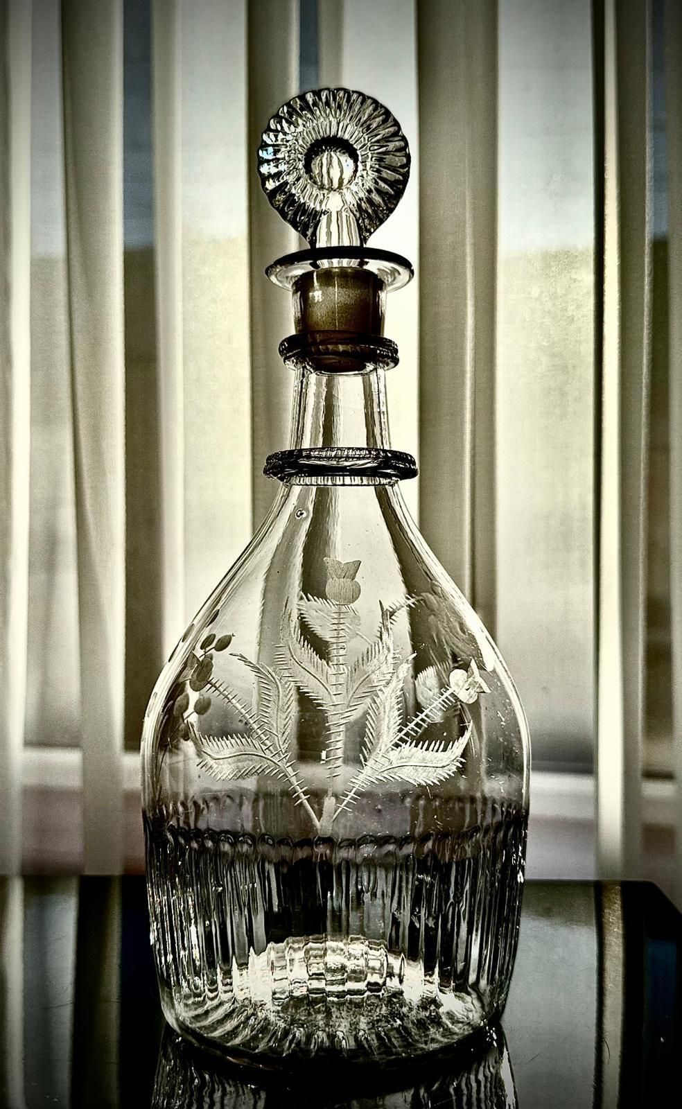 Irish Glass Decanter By Benjamin Edwards C.1800   Act Of Union Celebratio  Engraved Rose Thistle And Shamrock photo buy