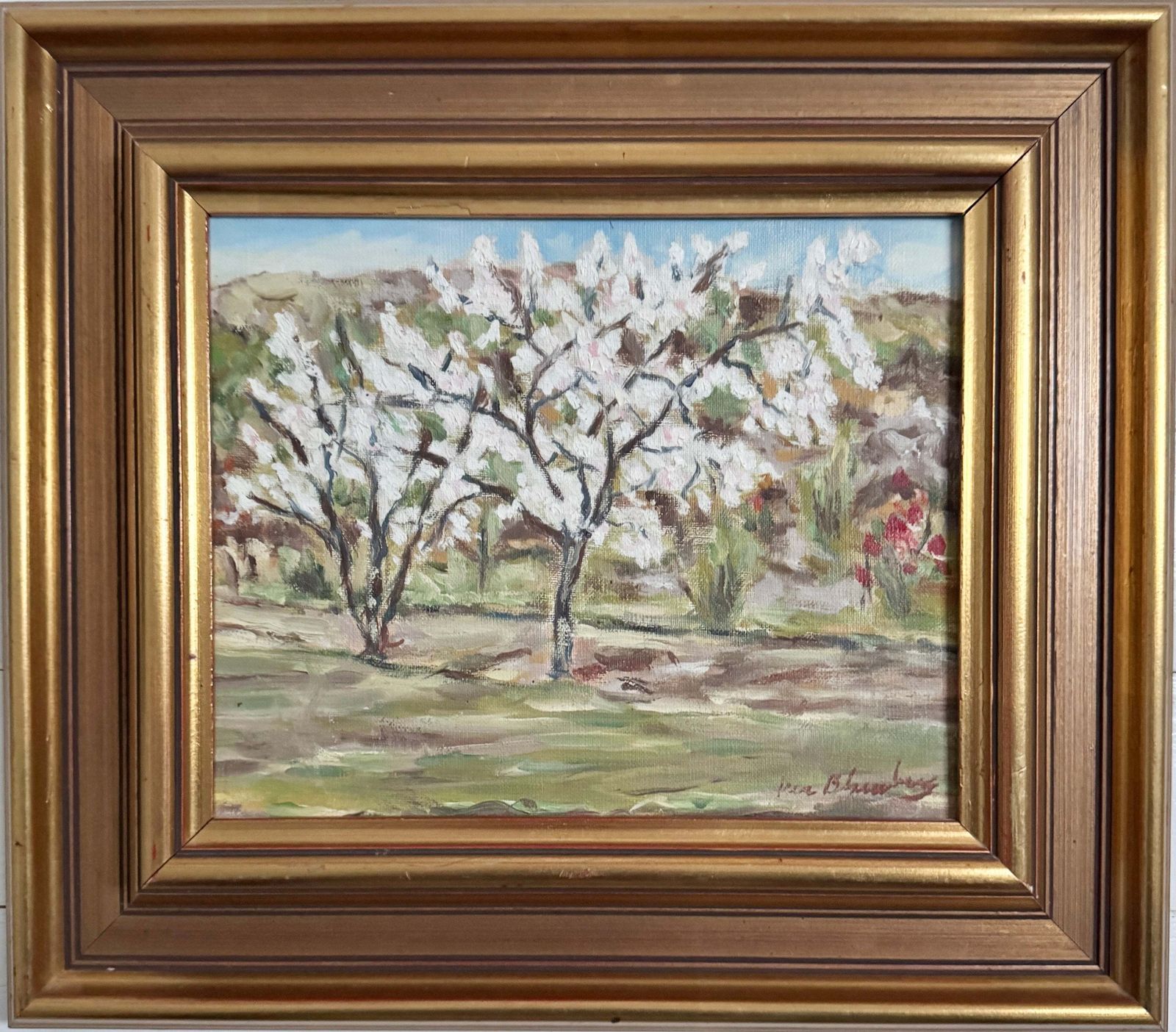 Blooming Apple Trees In Provence. Vintage Oil Painting By Per Blomberg.