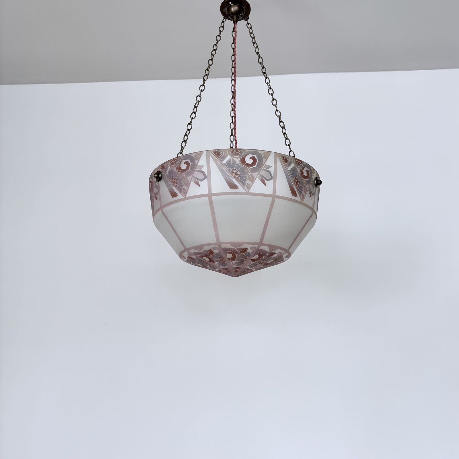 Art Deco Frosted Glass Diffuser With Purple, Pink And Blue Geometric Details photo furniture