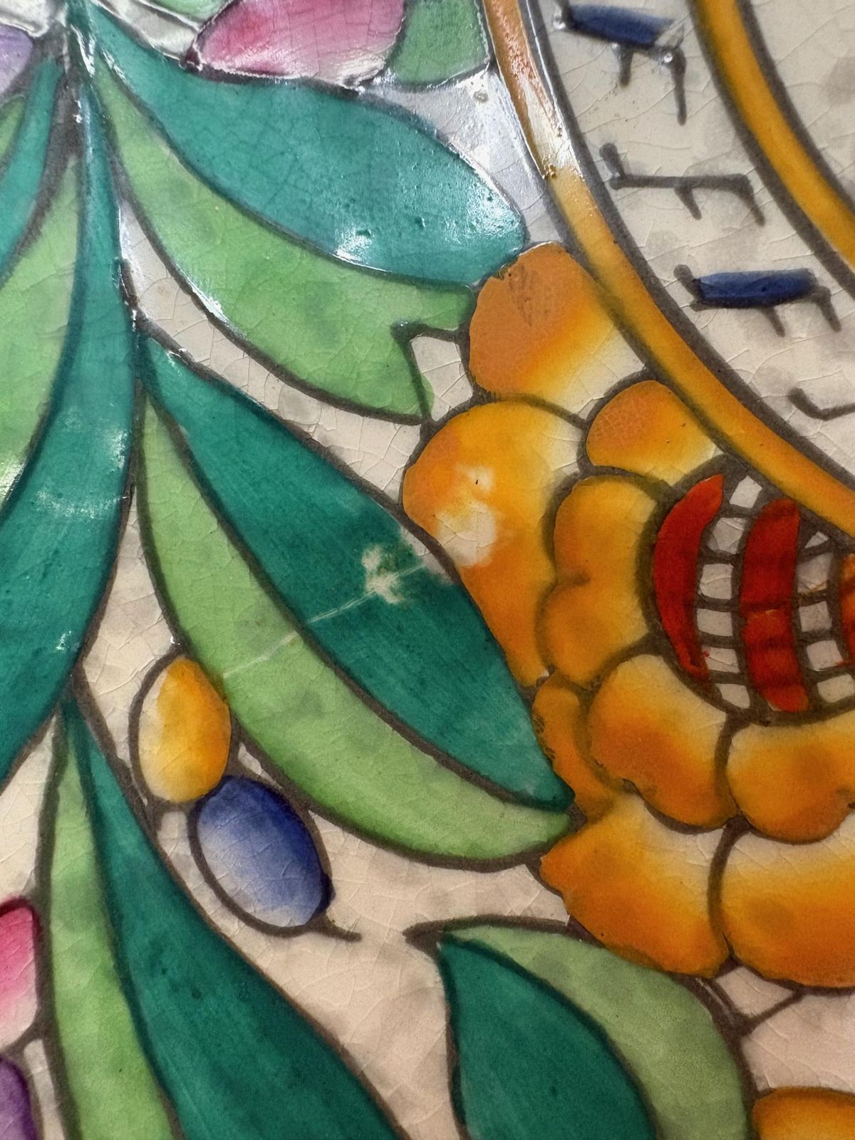 Charlotte Rhead For Crown Ducal “Persian Rose” Tube‑Lined Charger, C.1935–40, 36 Cm photo Art