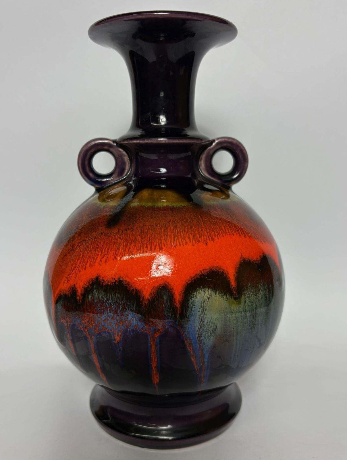 1970s Hutschenreuther ‘Vulkan Feuer’ Fat Lava Glaze Vase West Germany