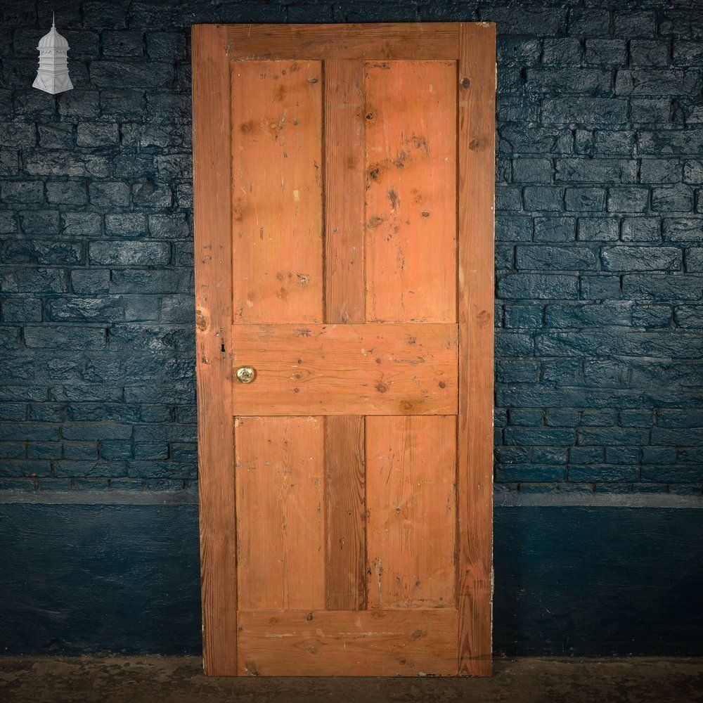photo furniture Four Panel Door, White And Orange Distressed Paint