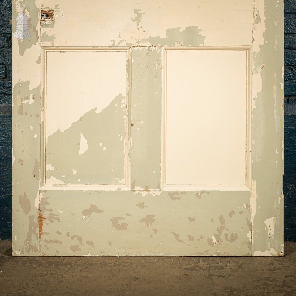 Six Panel Door, White And Green Distressed Paint photo Home Fixtures