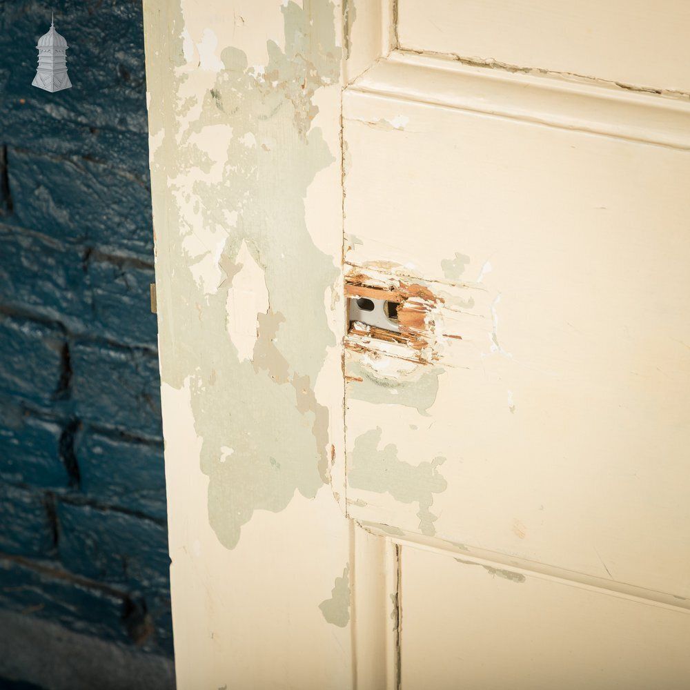 Six Panel Door, White And Green Distressed Paint photo vinterior