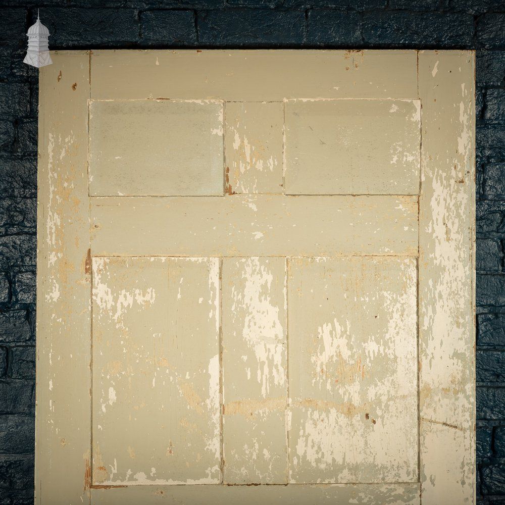 photo for sale Six Panel Door, White And Green Distressed Paint