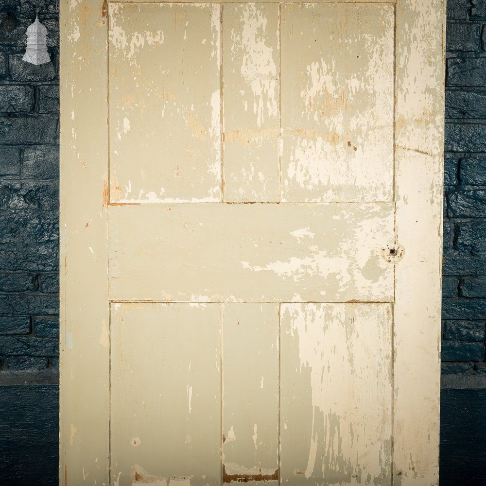 Home Fixtures Six Panel Door, White And Green Distressed Paint photo