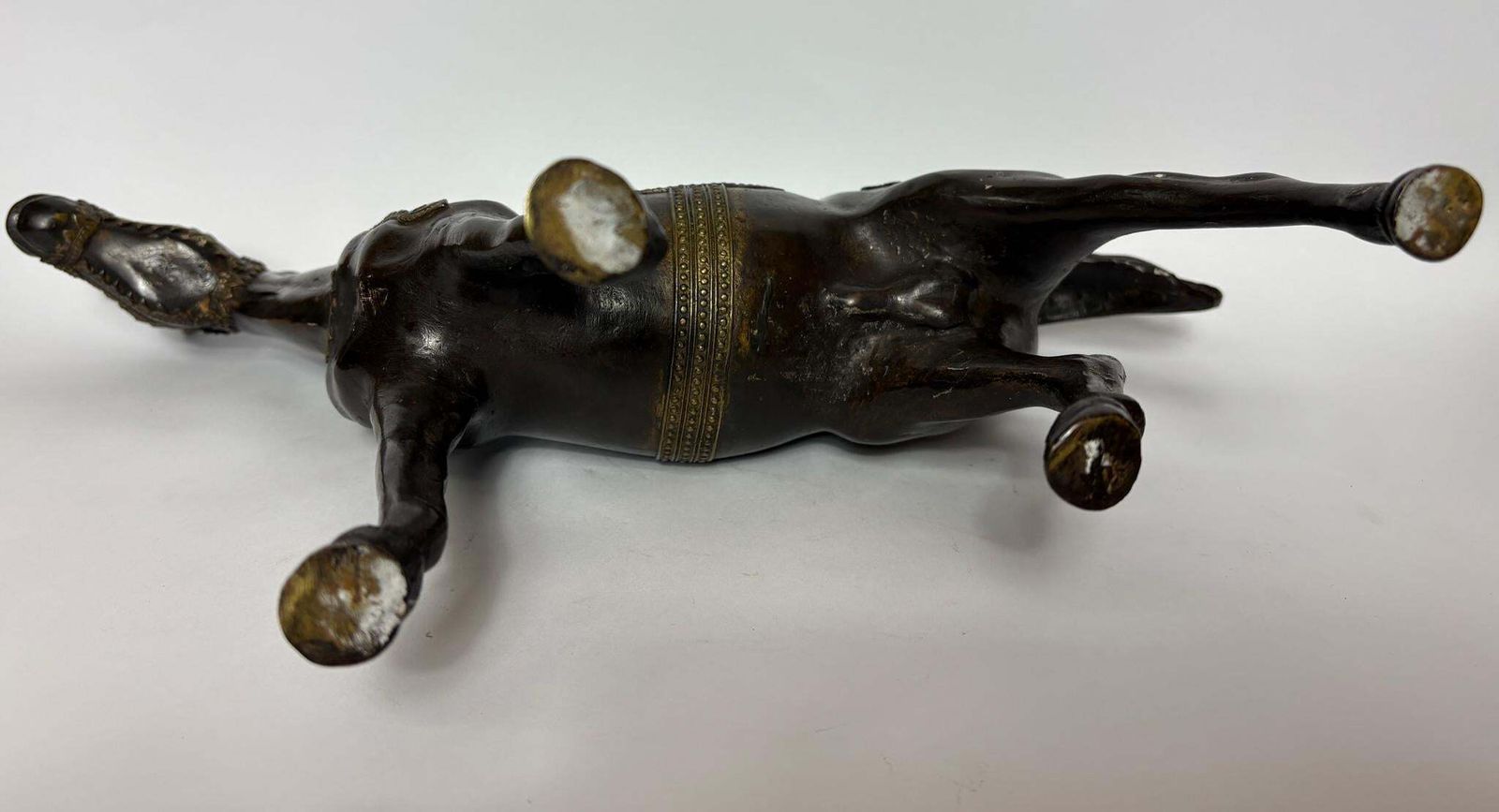 Vintage Indian Patinated Bronze Stallion, 38cm – Hand‑Cast Equestrian Sculpture photo Art