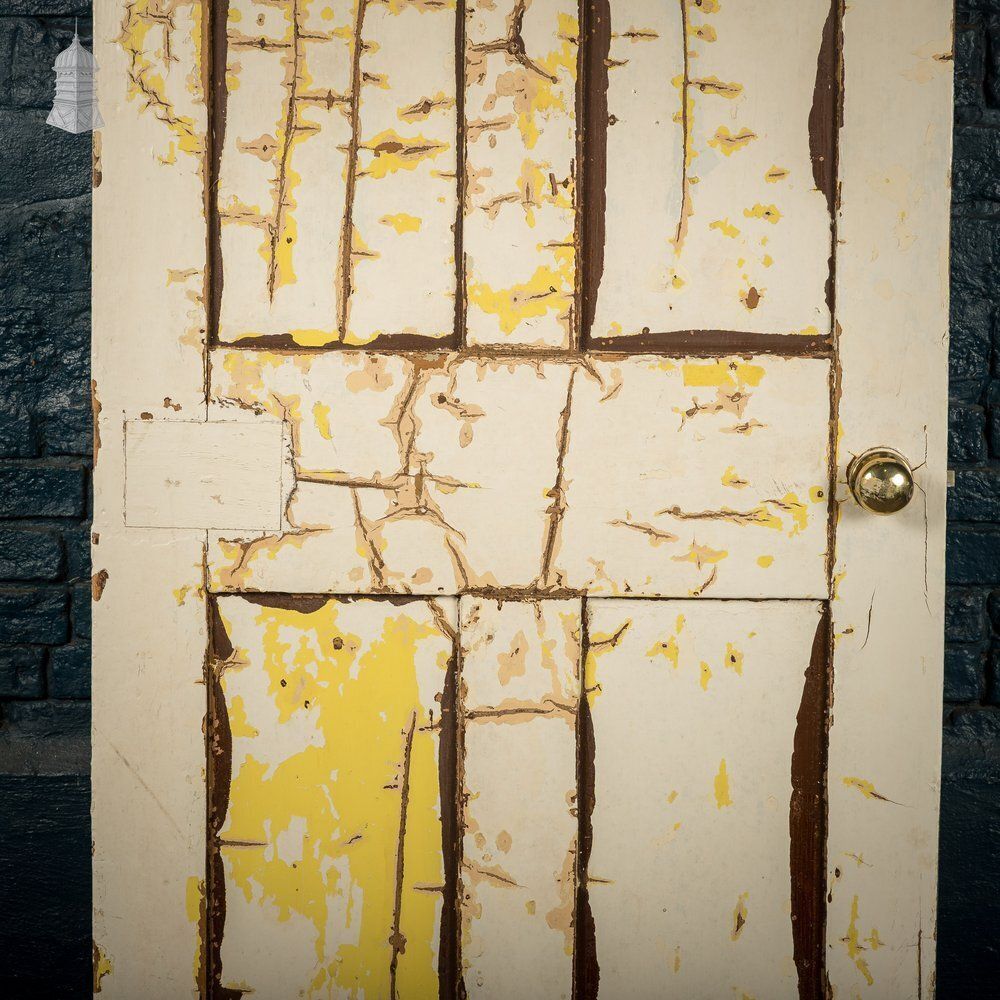 6 Panel Door, Distressed White And Yellow Paint photo furniture
