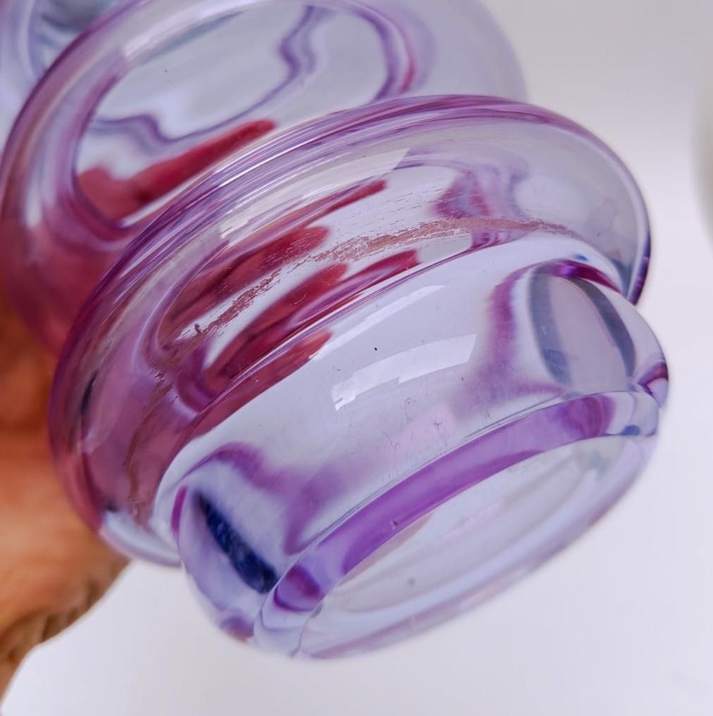 Crystal Vase With 800 Silver Band, Vintage Design By Claude Cuny, Purple Glass photo vintage