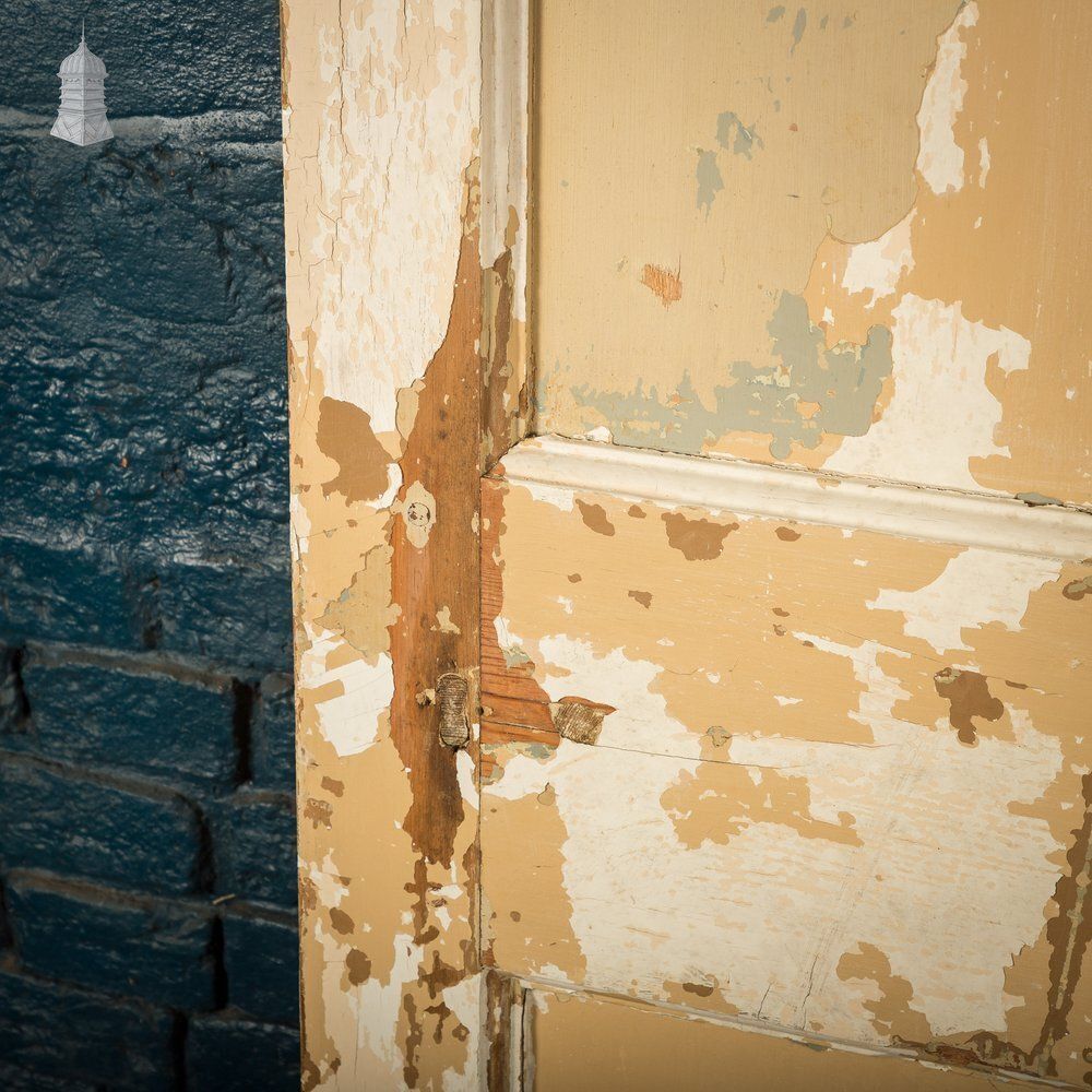 Moulded Panel Door, 6 Panels, Distressed Cream Paint photo vinterior