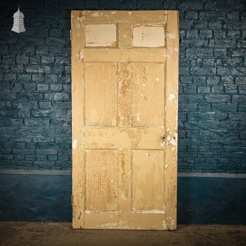 photo furniture 6 Panel Door, Six Moulded Panels, Distressed Cream Paint