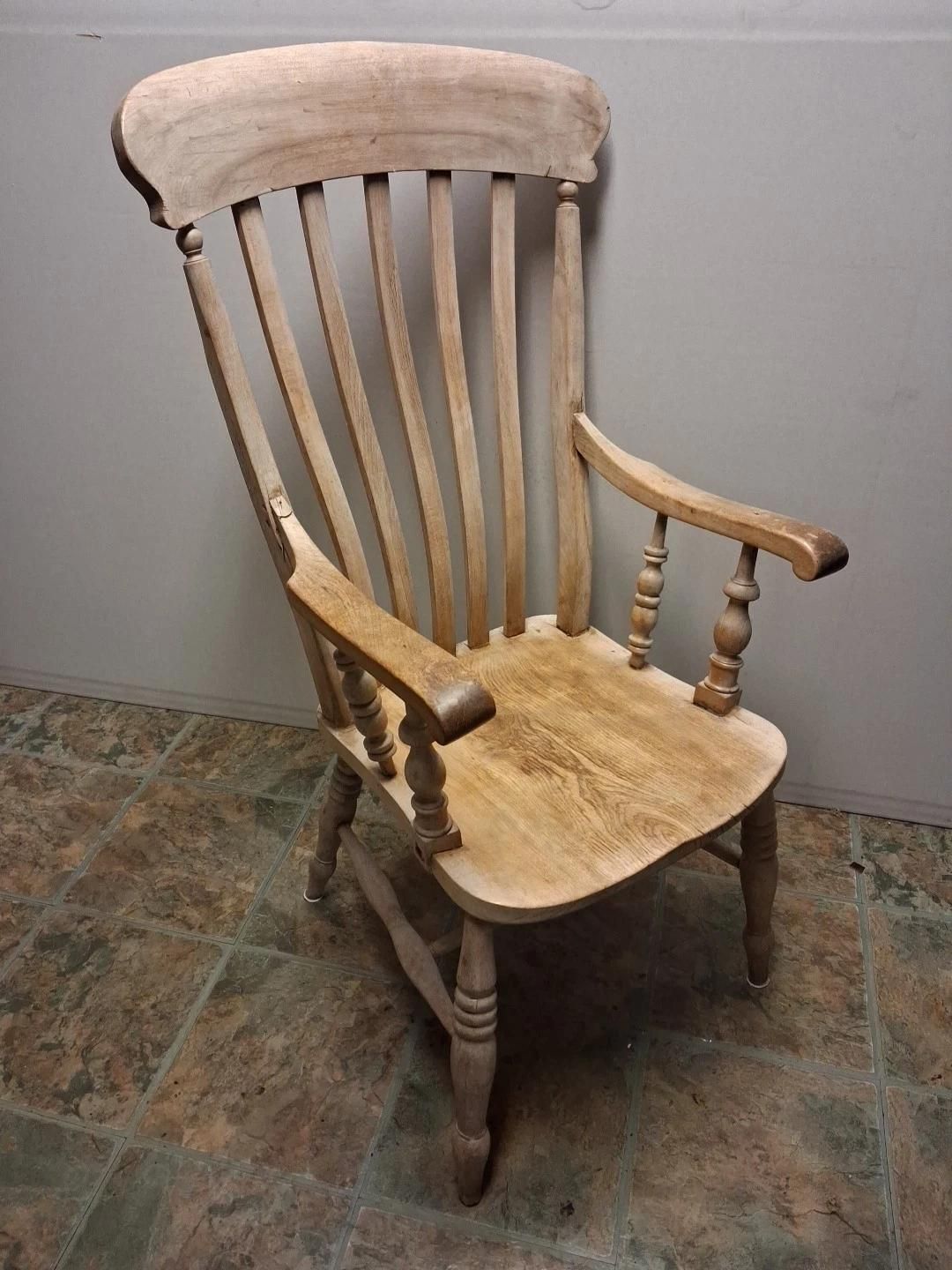 photo for sale Antique Beech & Elm Windsor Elbow Chair Distressed