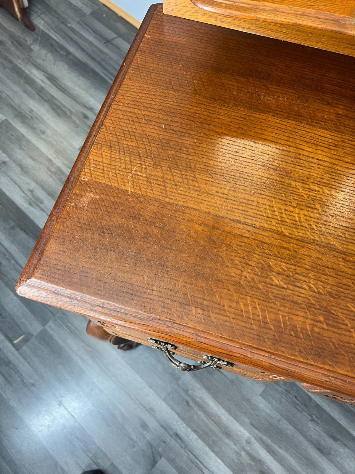 Vintage Dressing Table With Mirror French Oak Louis Vanity Table Makeup Lot 4559 photo vinterior