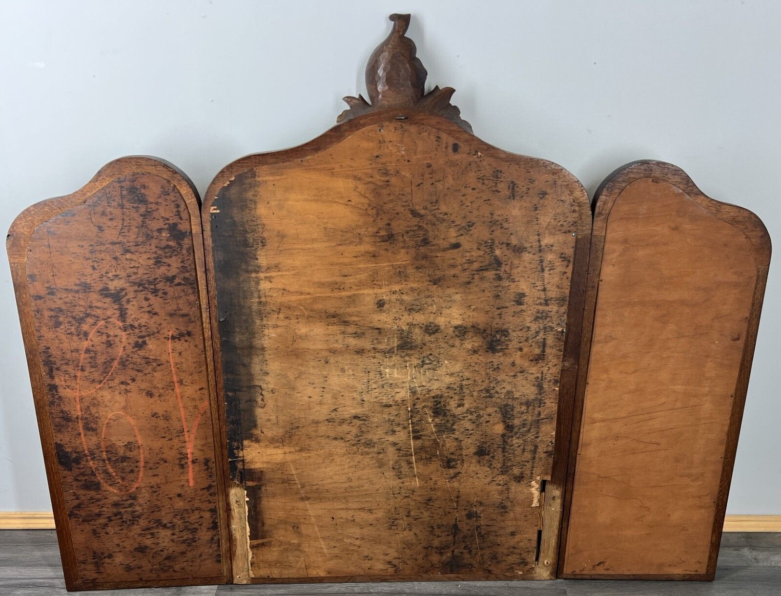 photo for sale Antique French Rocaille Style Oak Carved Wall Mirror Wall Frame Lot 4574