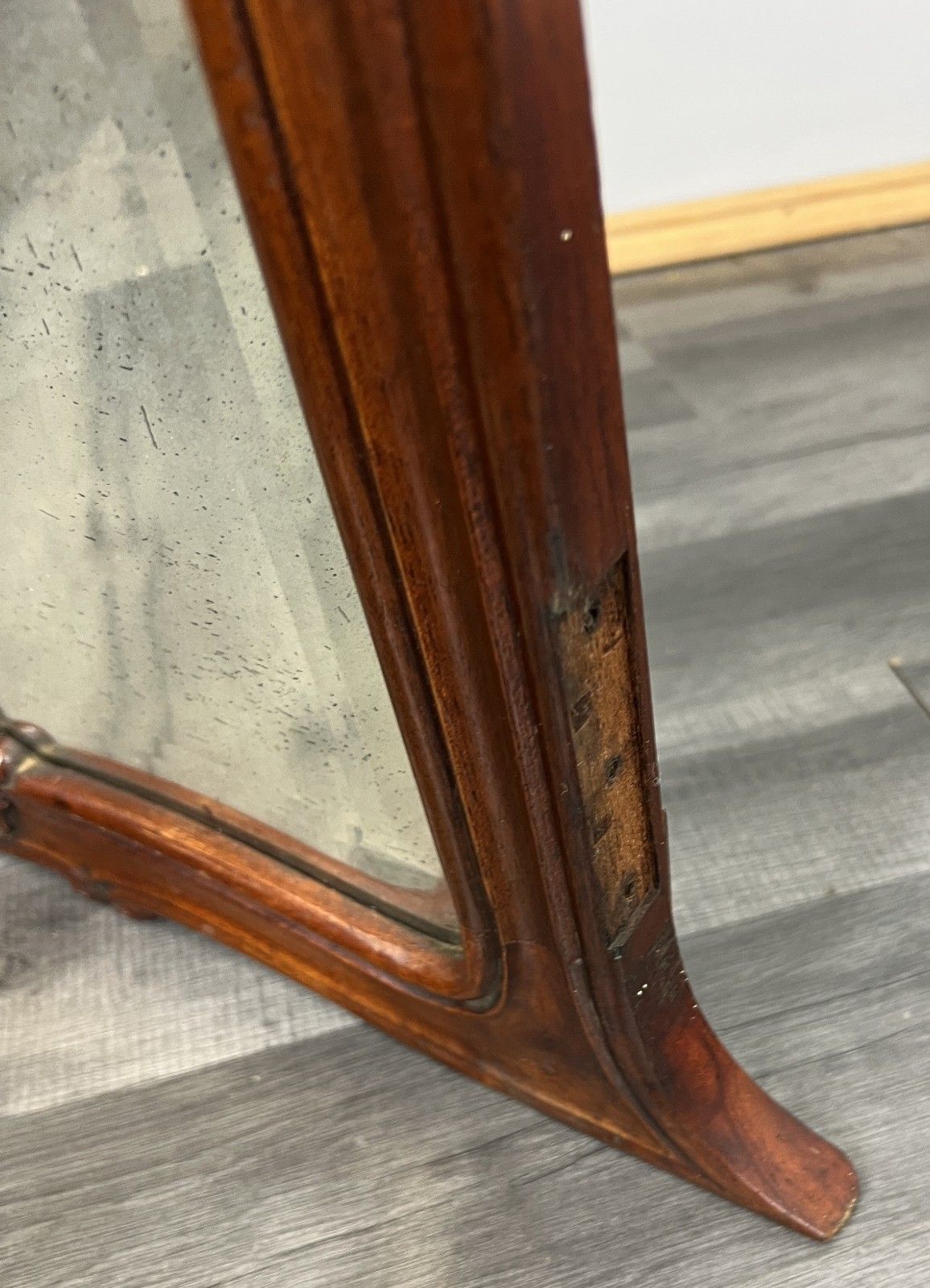 199.0 Antique French Style Carved Walnut Wall Mirror Home Decor Wall Frame Lot 4573 photo