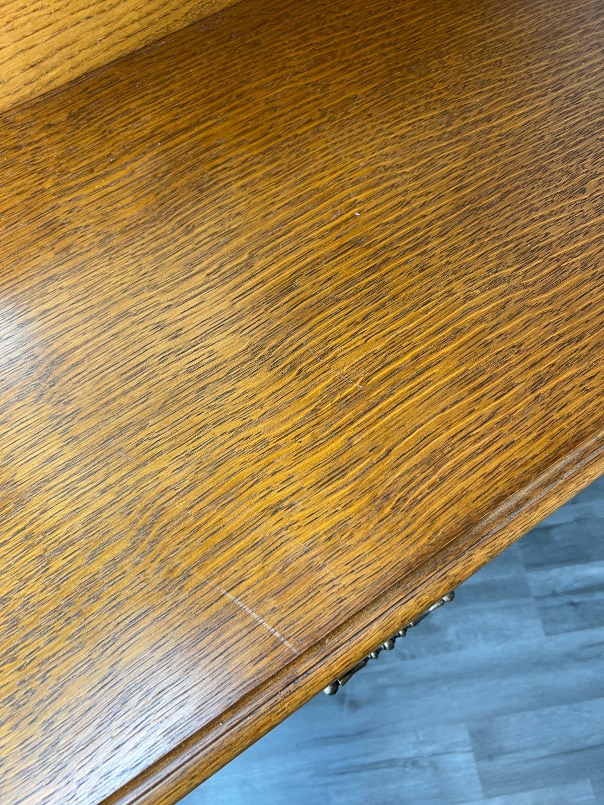 469.0 Vintage Dressing Table With Mirror French Oak Louis Vanity Table Makeup Lot 4557 photo