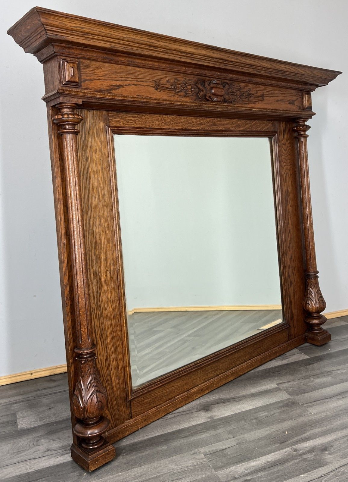 Antique French Style Carved Oak Wall Mirror Home Decor Wall Frame Lot 4551 photo furniture