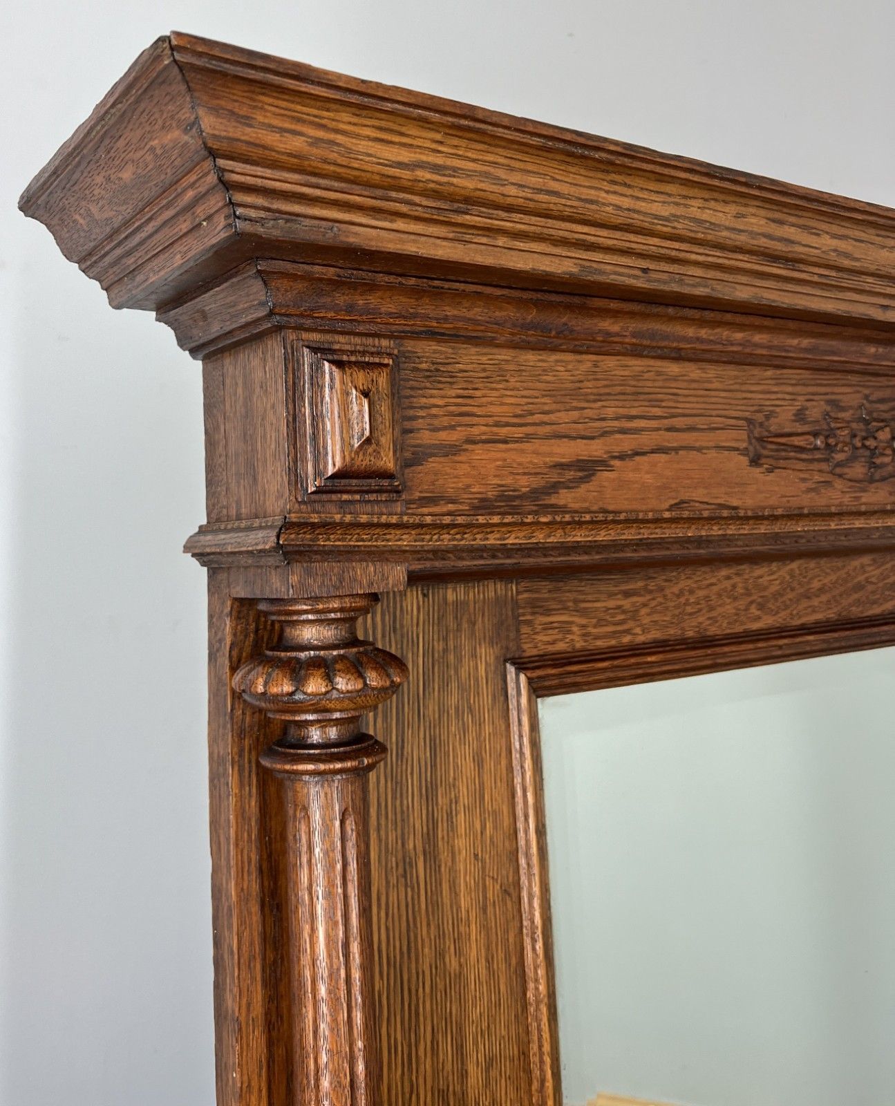Antique French Style Carved Oak Wall Mirror Home Decor Wall Frame Lot 4551 photo Home Decor