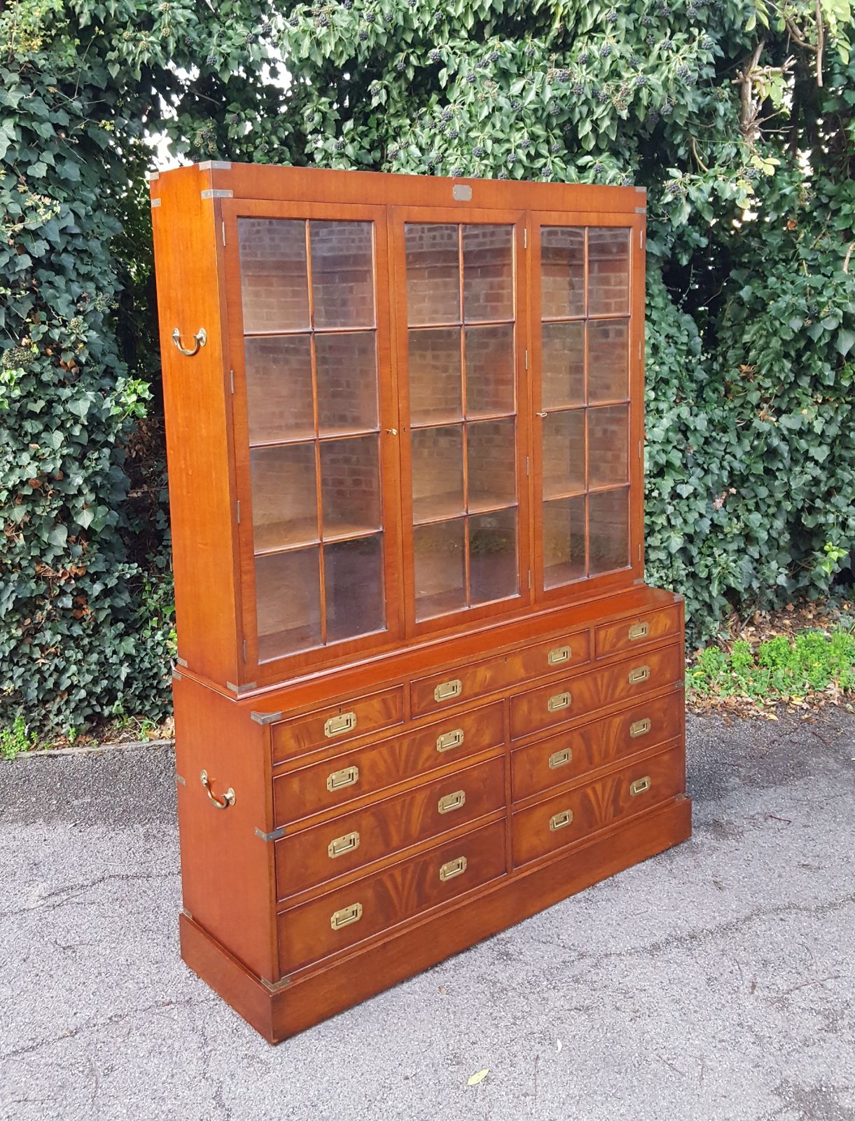 photo for sale Mahogany Campaign Bookcase On Chest