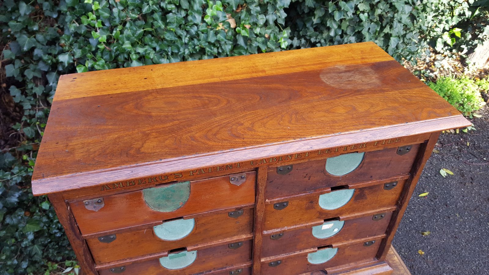 Matching Pair Of Walnut Amberg's Patent Cabinet Letter File photo for sale