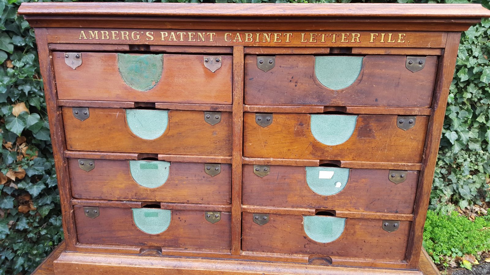 photo furniture Matching Pair Of Walnut Amberg's Patent Cabinet Letter File