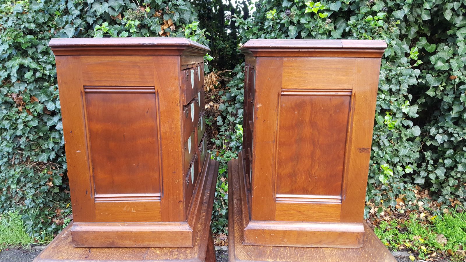 Furniture Matching Pair Of Walnut Amberg's Patent Cabinet Letter File photo