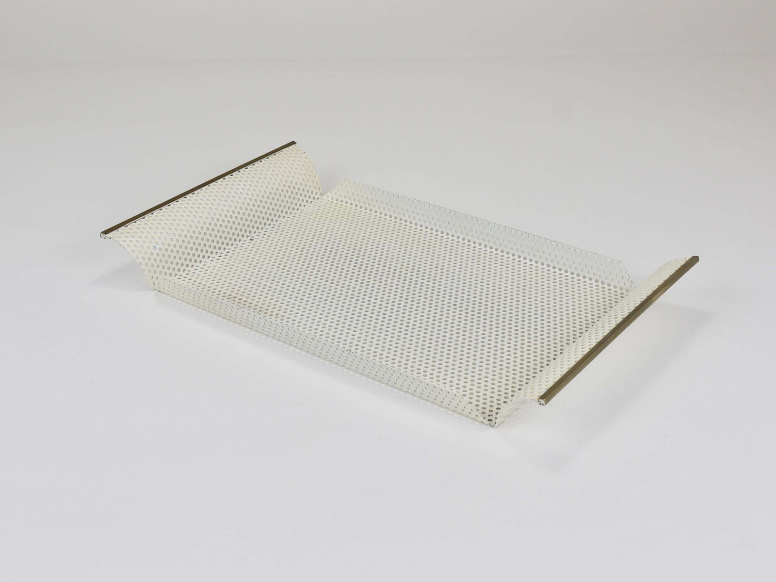 Home Decor Vereinigte Werkstätten Rigitulle Brass And Perforated Metal Tray, Germany, 1970s photo