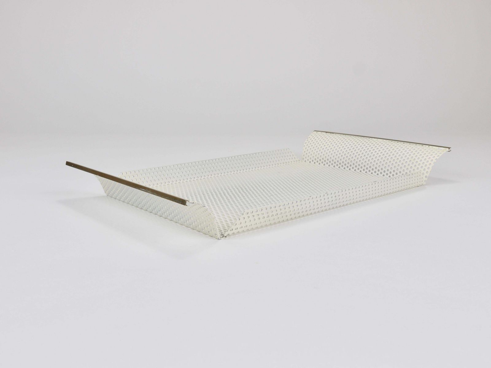 photo vintage Vereinigte Werkstätten Rigitulle Brass And Perforated Metal Tray, Germany, 1970s