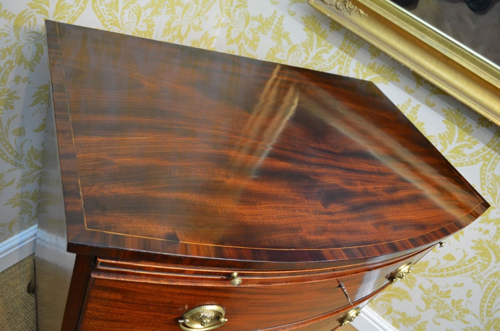 photo buy A Beautiful Regency Mahogany Bowfronted Chest Of Drawers