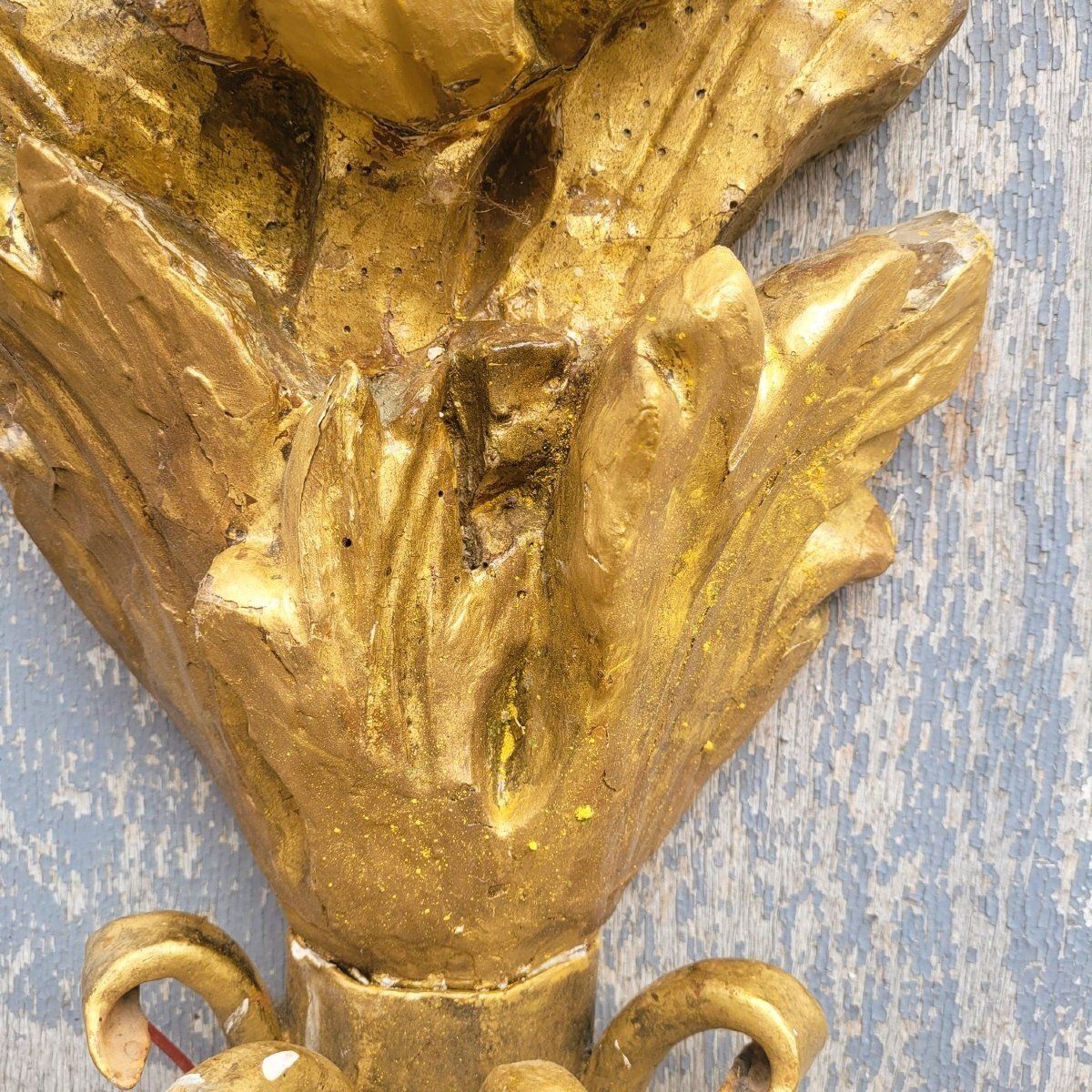 Pair Of Very Large Gilded Wood Sconces, 130cm, Early 20th Century photo 1500.0