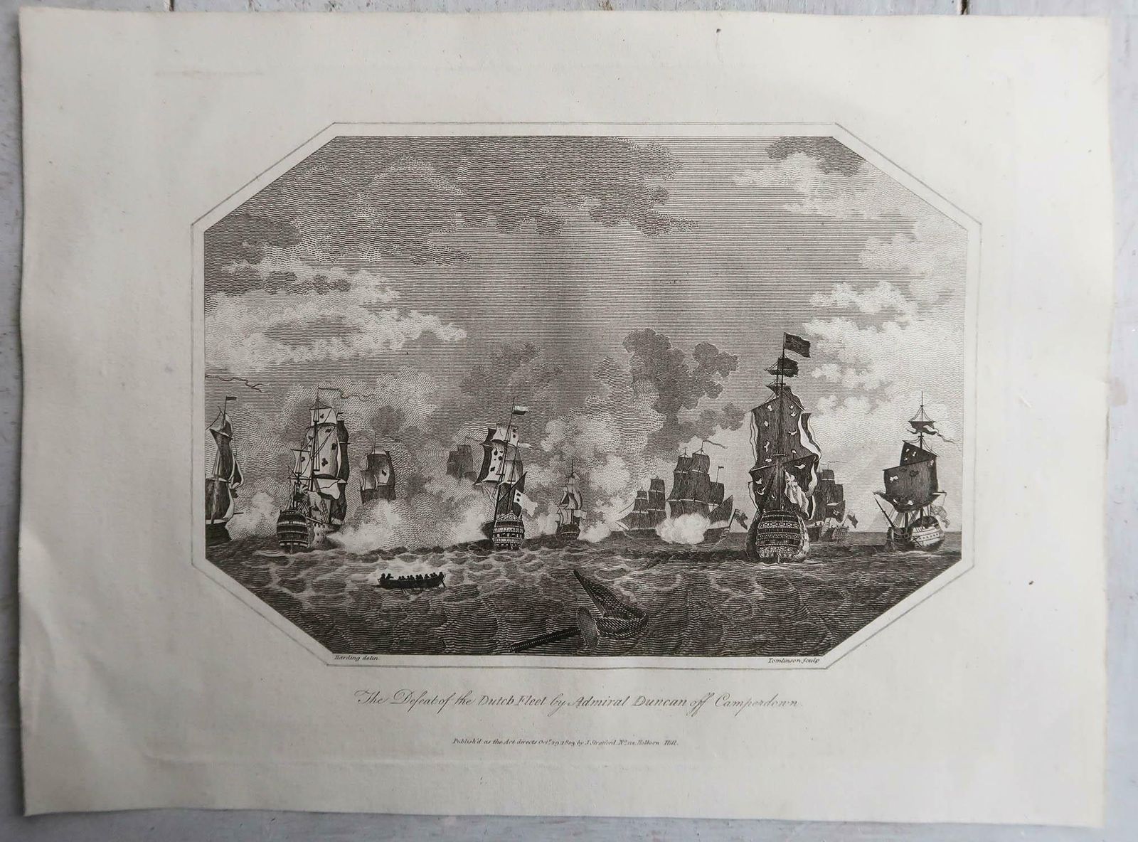 Set Of 6 Original Antique Marine Prints Famous Sea Battles. Dated 1803 photo Art
